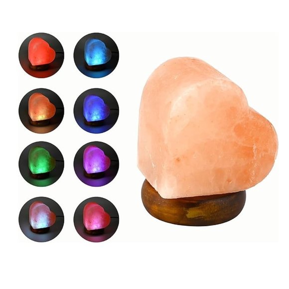 Himalayan Heart-Shaped Salt Lamp, Multi Color Changing in 7 Colors - Picture 1 of 4